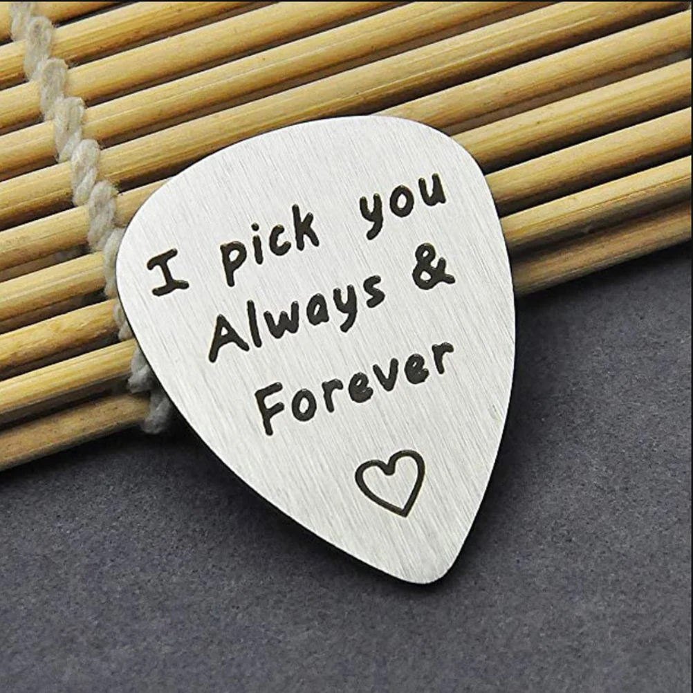 

3Pcs Guitar Pick Stainless Steel Thin Durable Creative Letter Design Guitar Plectrum Shrapnel Musical Accessories Gift for Dad