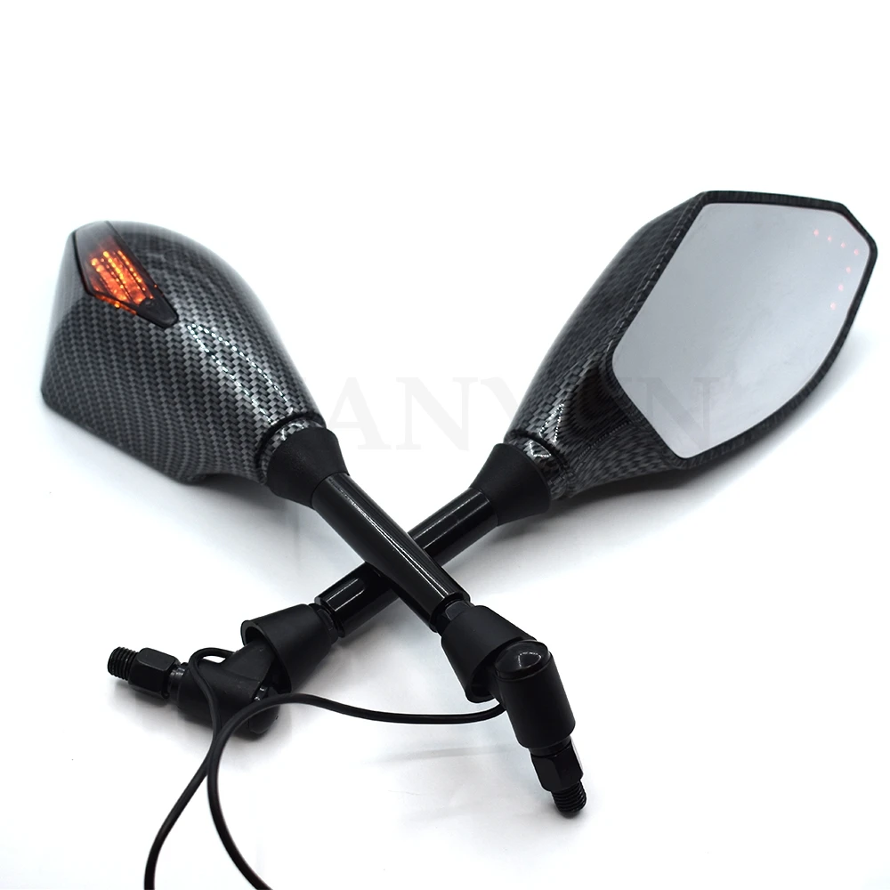 Motorcycle Rearview Mirrors Black With LED Turn Signal Integrated Mirrors For Yamaha FZ1 FAZER FZ6R FZ8 XJ6 FZ6 MT-07 09 FZ-09