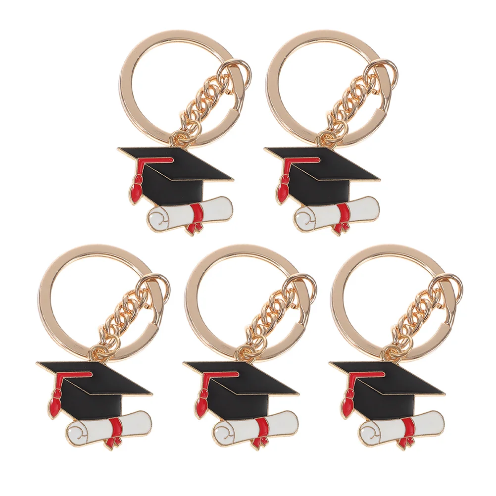 5 Pcs Graduation Cap Keyring Charms Metal Keychain Bag Decorations Student Diploma Keyring Gift Academic Achievement Symbol