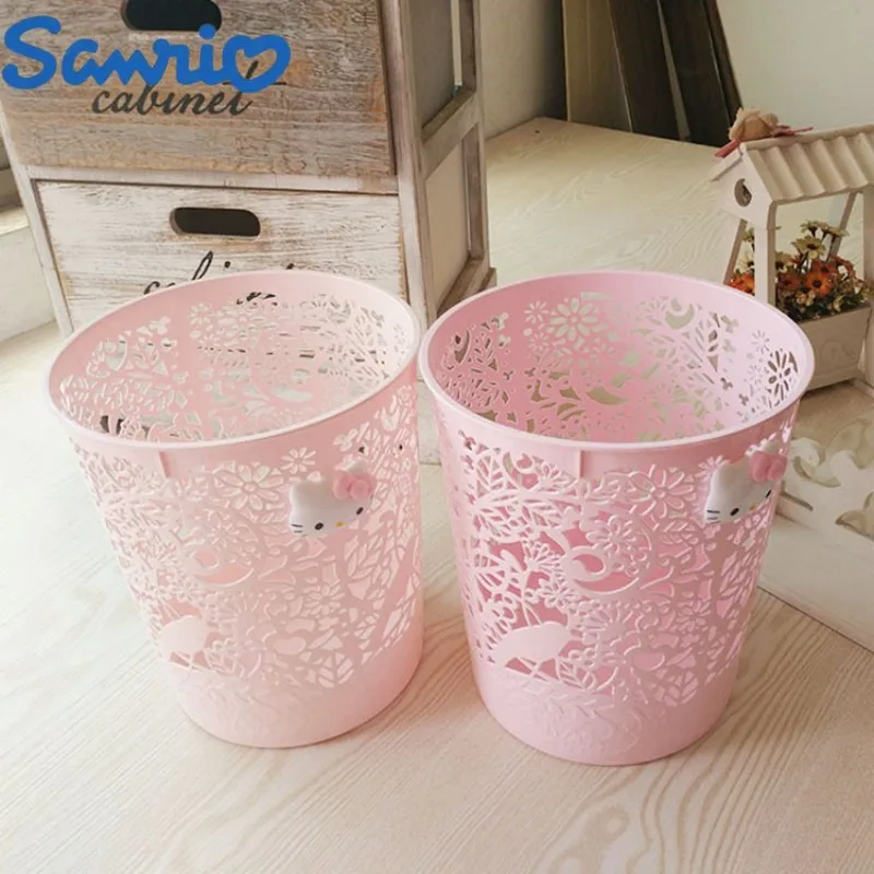 Mymelody Hellokitty Hollowed Out Trash Can Fashion Creative Storage Box Household Toilet Wastebasket Without Cover Room Decorati