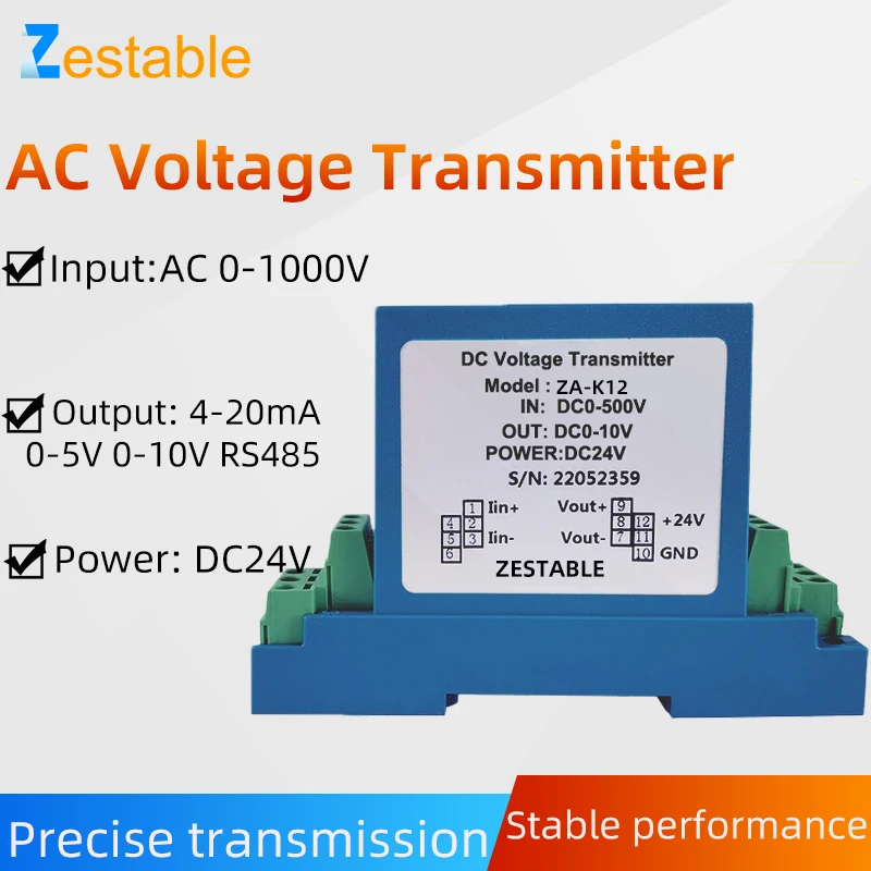 

AC Voltage Transmitter 0-75mV 100V 50V Voltage input 4-20mA output Voltage Transducer Factory Supply DC Voltage Sensor