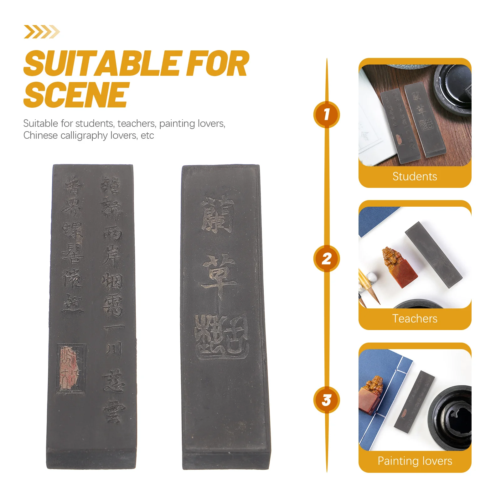 2pcs Calligraphy Ink Sticks Traditional Chinese Handmade Drawing Ink Block For Writing Students Artists Practice Reusable