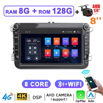 2DIN autoradio Android 15 Auto Wireless Carplay 7 "8" 9'' multimediascherm voor Volkswagen VW Passat Golf Polo Jetta Skoda Seat