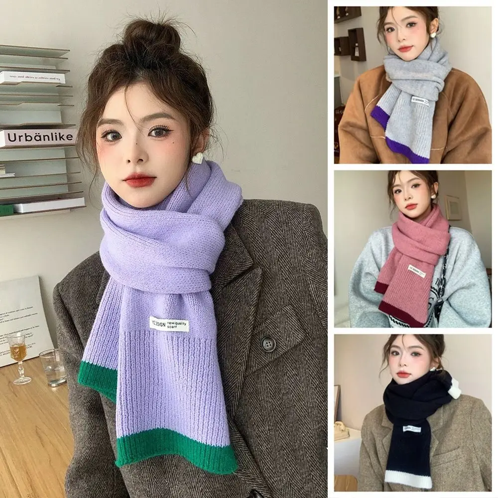 Fashion Korean Style Multicolor Knitted Scarf Warm Thicken Winter Wool Scarves Coldproof Casual Women Cashmere Shawl Female