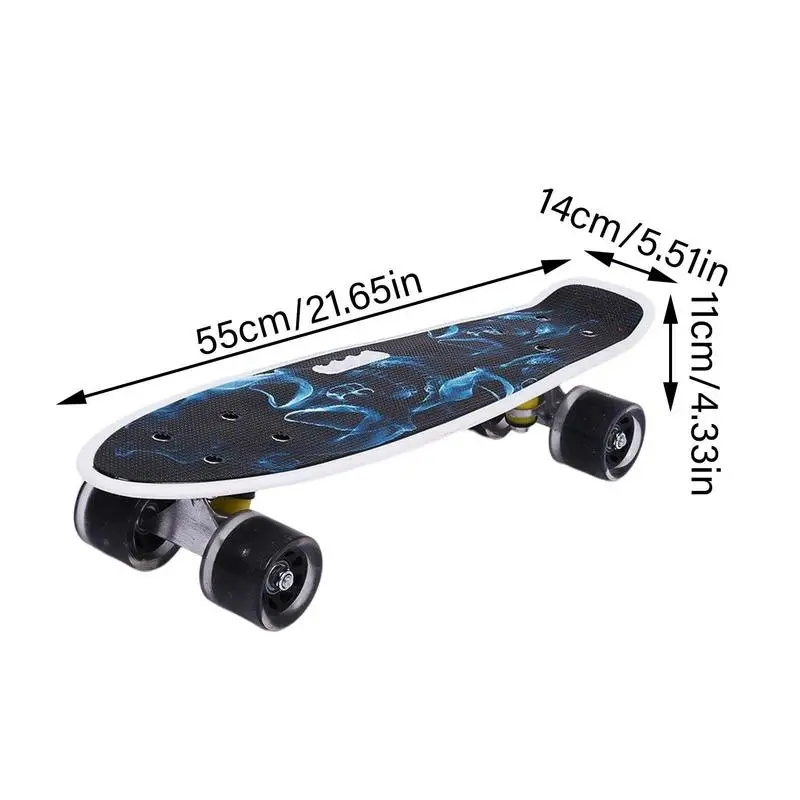 Skateboards For Teens 22IN Small Fish Four Wheel Skateboard For Children Strong Load Bearing Deck Toys For Kids Teens Adults