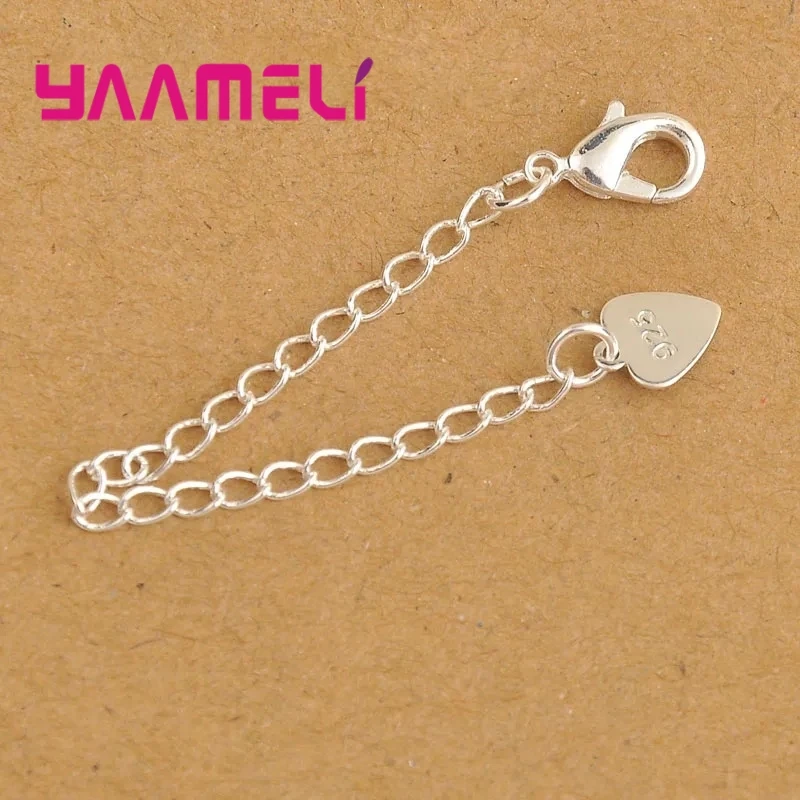 10X Wholesale Fashion Jewelry Findings Extension Chains 925 Heart Tag Sterling Silver Color Lobster Clasps For Necklace Bracelet image 3