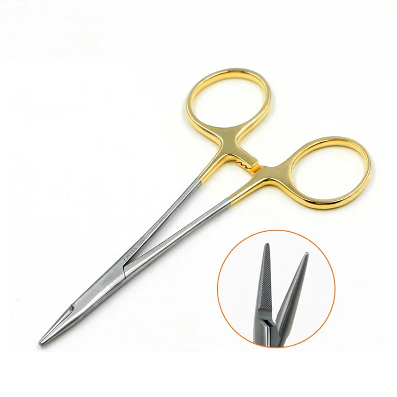 Tiangong gold handle needle holder stainless steel double eyelid surgery tool beauty plastic insert suture holding needle clamp