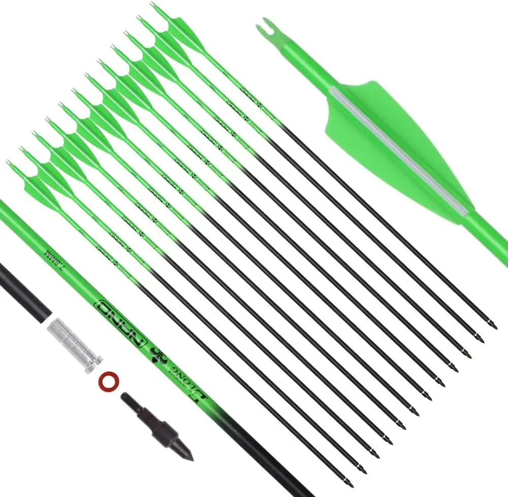 

Carbon Arrow Archery 30inch Hunting Target Practice Arrows for Compound & Recurve Bow Spine 500 with Removable Tips (Pack of 12)