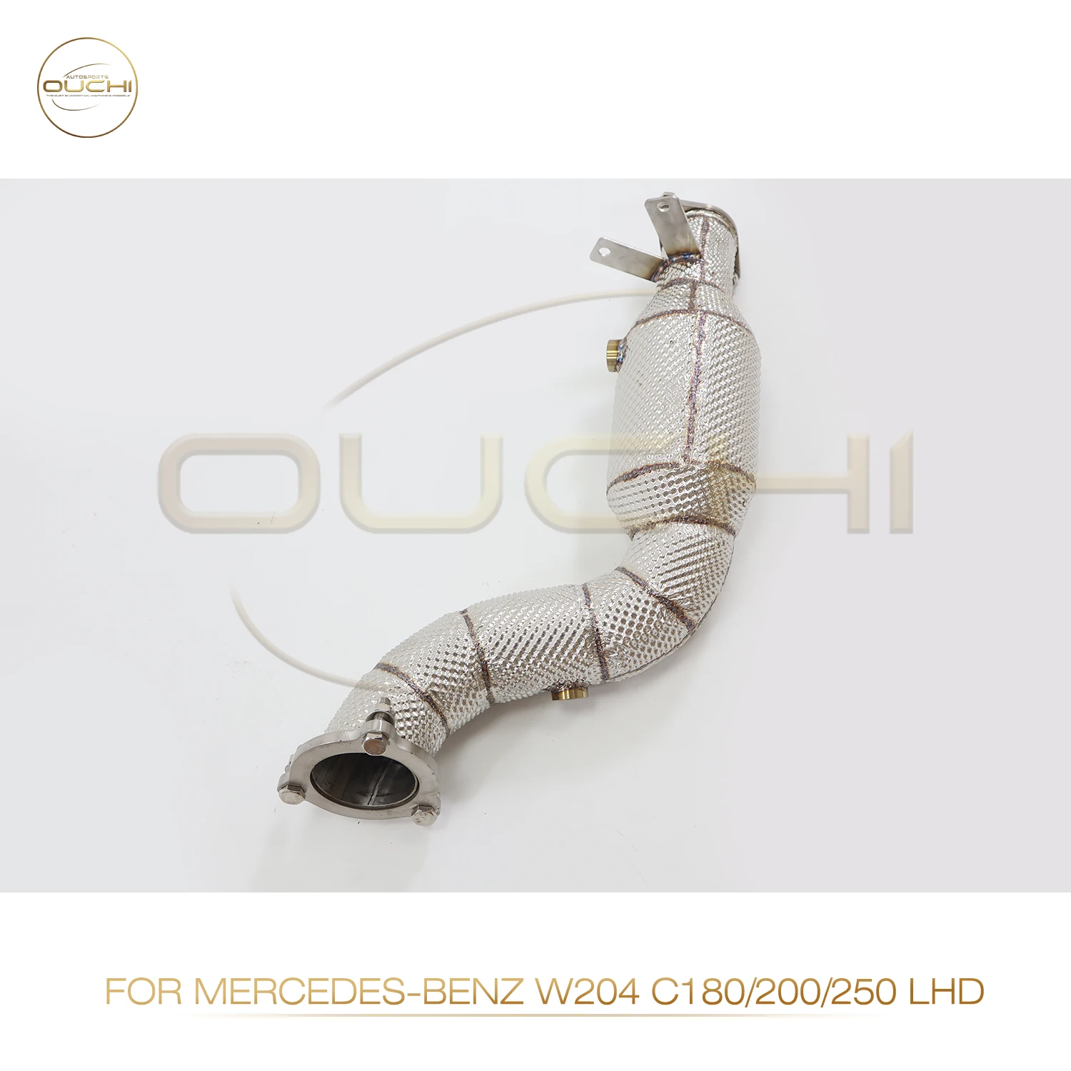 

High Flow Performance Downpipe For Mercedrs BENZ W204 C180 200 250 OUCHI Exhaust System Stainless Steel With Heat Shield LHD