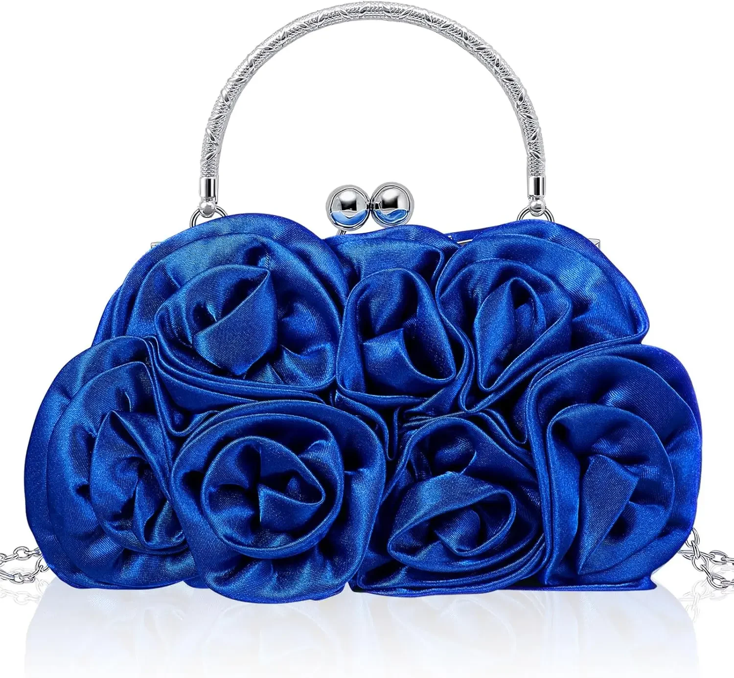 Женский вечерний клатч, небольшой атласный кошелек с цветочным принтом и съемным ремешком для рождественской свадьбы, вечеринки, подарка на выпускной