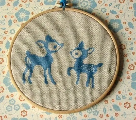 Kit de Punto de Cruz para Sala de Estar, Diseño de Dibujos Animados KT2458, Estilo Revista, Impresión de Ciervo Monocolor en Tela de Lino, Origen Coreano, Estilo Europeo