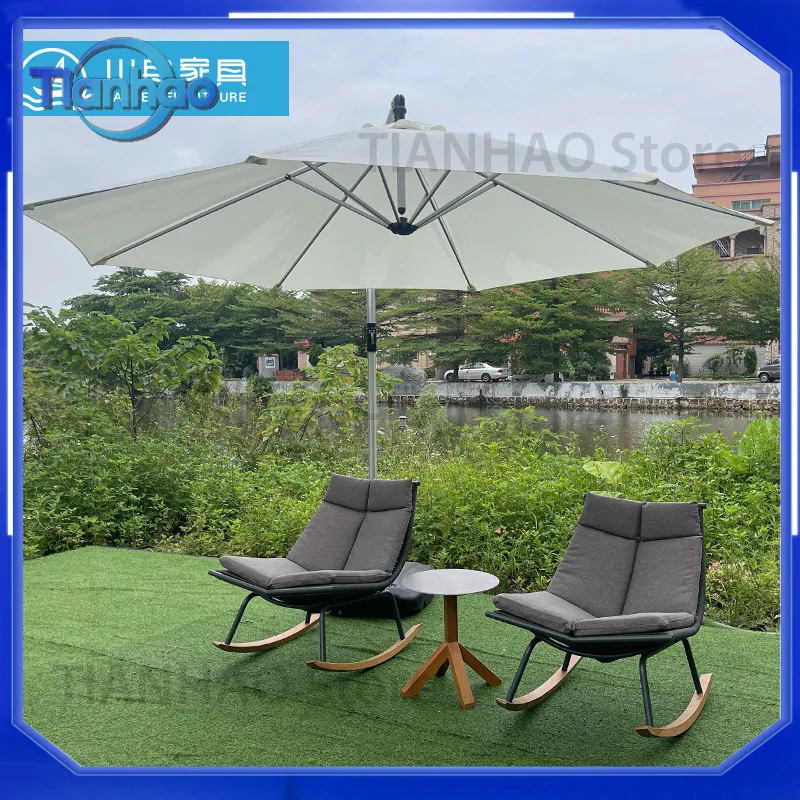 Rope Woven Chair and Coffee Table Set for Outdoor Garden Patio Courtyard Villa Guesthouse Living Room Dining Room