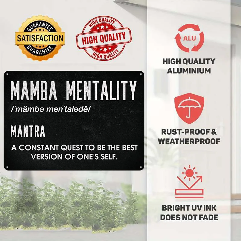 Mamba Mentality 3D Texture Metal Poster Customized Wall Art Tin Sign Gift for Mancave Luxury Decoration Home Decor Ornaments