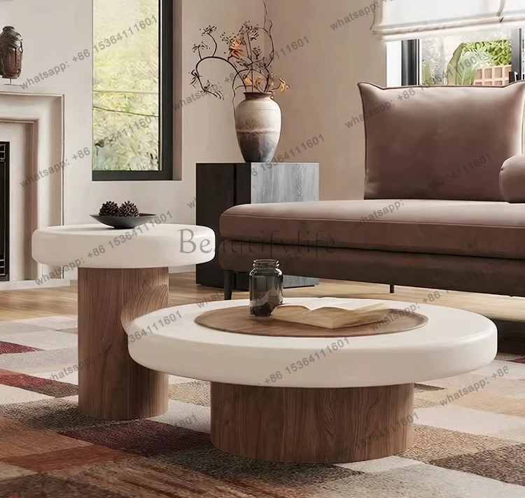 

Cream Style Designer Round Prev Living Room Home Walnut Coffee Table