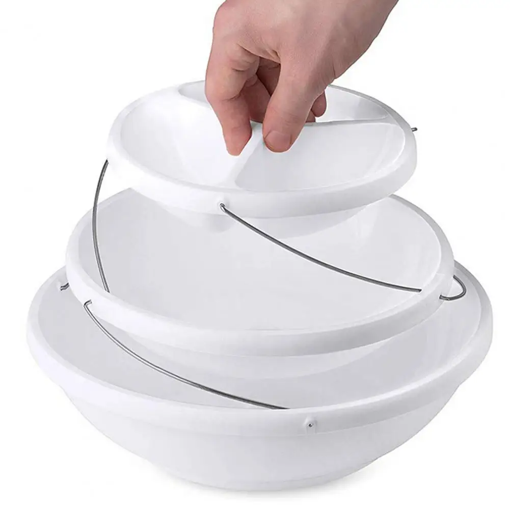 Collapsible Bowl Folding Bowl Collapsible Nesting Plastic Platter 2/3 Tier Twist Fold Party Bowl Serving Plate Space for Dips