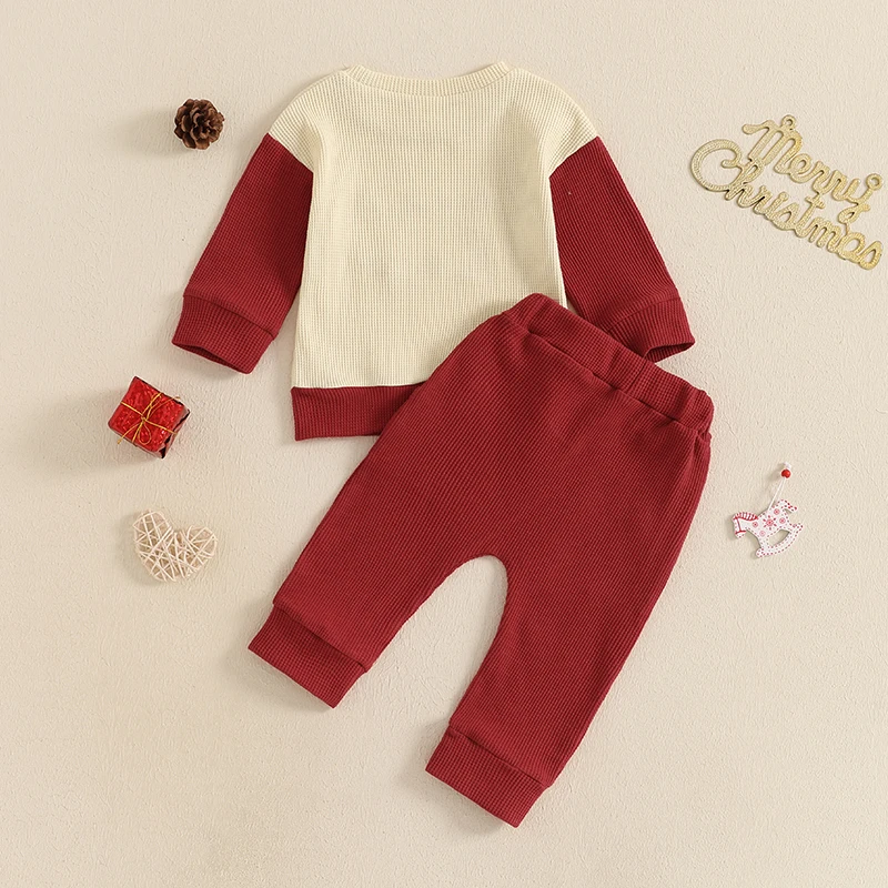 Ropa del Día de San Valentín para niños pequeños Conjunto de sudadera con capucha y pantalones con estampado de corazón adorable para niños y niñas Traje bordado de letras de amor 2