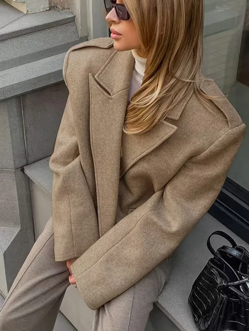 

Модное повседневное свободное длинное шерстяное пальто све, классический открытый кардиган с воротником, женская верхняя одежда премиум-класса