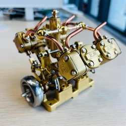 RW Stirling Four Cylinder V-type Steam Engine Model Mini Steam Engine Ship Train Miniature Model Mechanical Ornaments Toys Gift