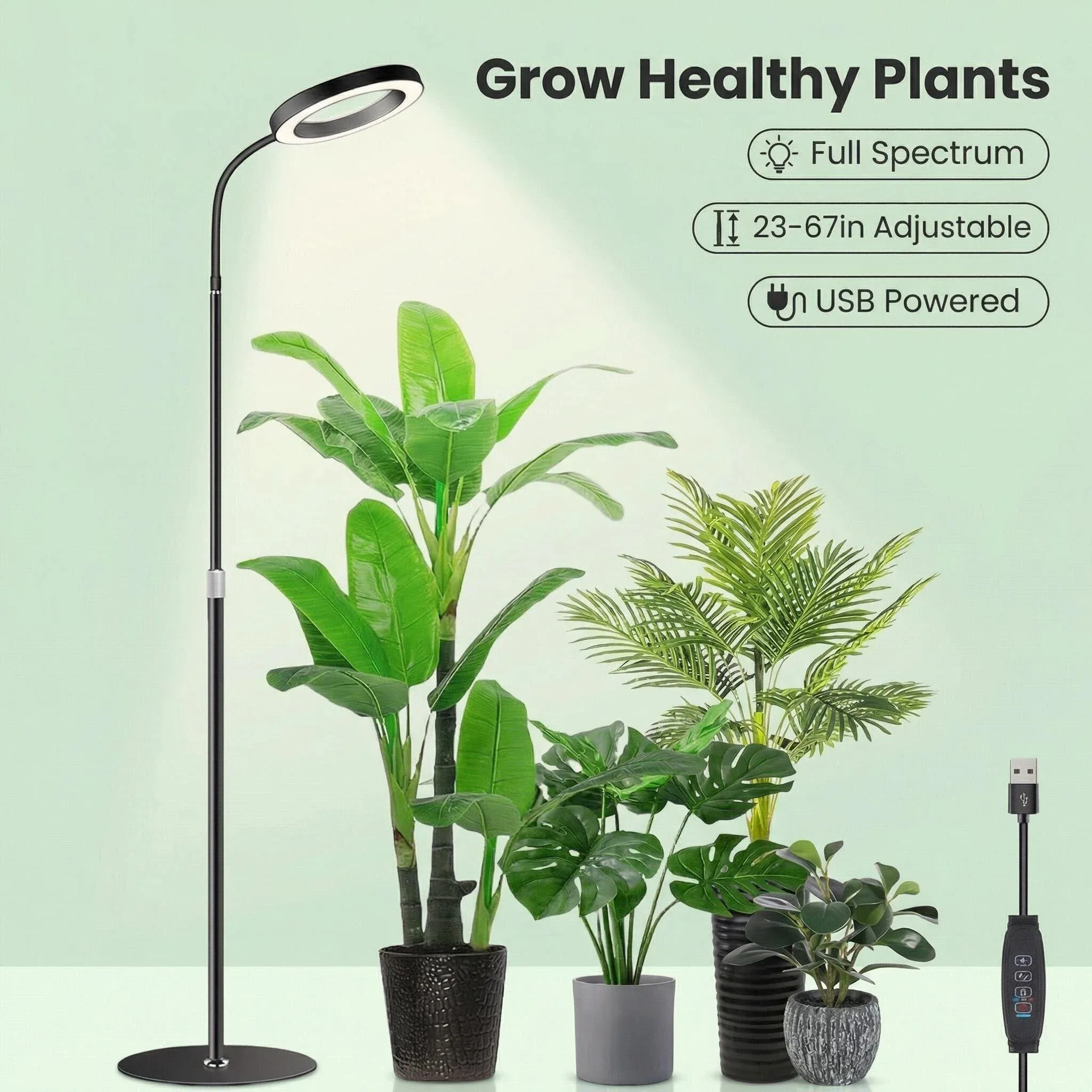 屋内植物育成ランプ、ブラケット付きフルスペクトルled植物育成ランプ、背の高い植物の明るさを調整できます。