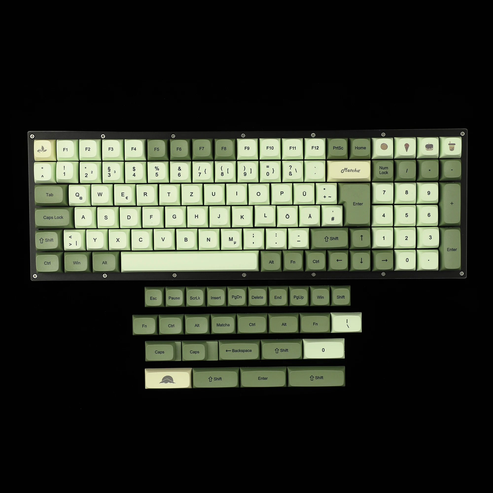 Matcha Dye Sub ZDA PBT Keycap XDA V2 German French Spain ISO Keycaps For MX Keyboard 104 87 61 96 KBD75 80 GK64 68 Keychron