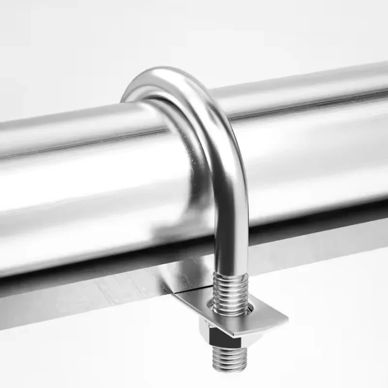 U-Bolzen aus Edelstahl 304 mit Mutternplatte für Rund- und Vierkantrohrklemmen M6 M8 U-förmiger Clip – Detail 6