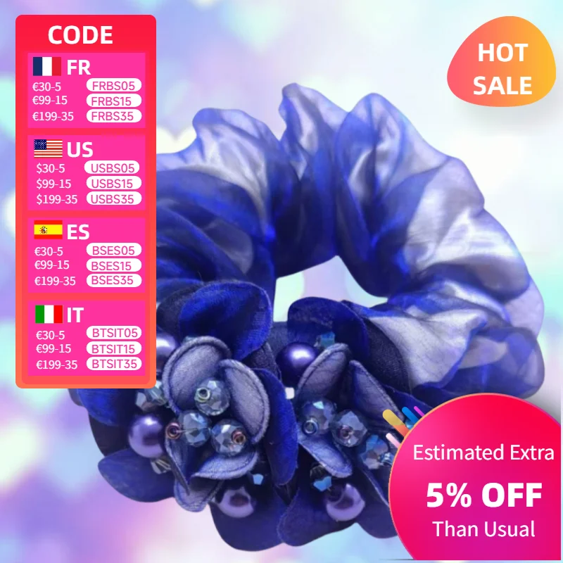 

Flower Scrunchie Plate Hair Tie Horse Tail Elastic Rubber Band Mother 머리끈 Flower Hair Rope Accessories for Women