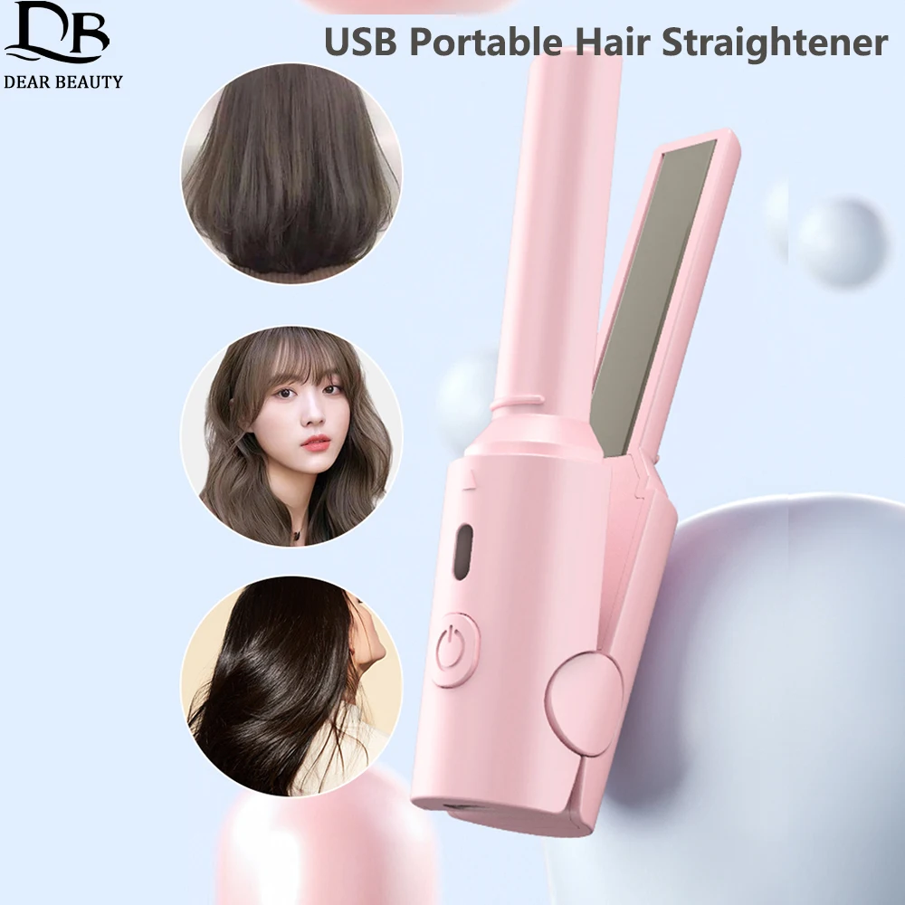 

USB Portable Mini Hair Straightener Curler Professional Hair Straightening Curling Irons Women Hair Wave Flat Iron Styling Tools