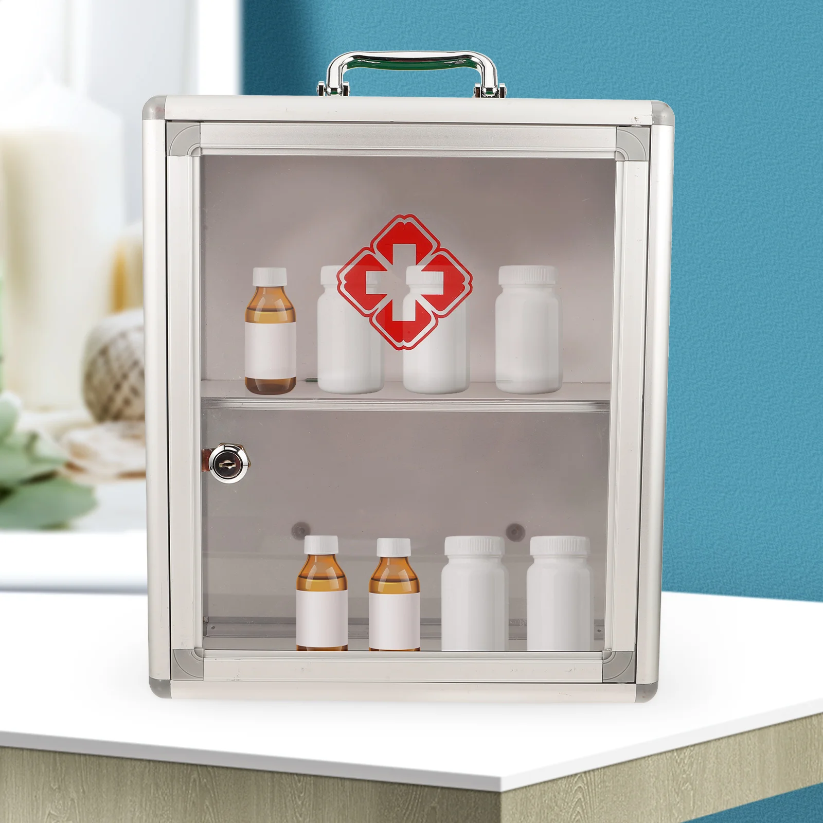 First Aid Kit Wall Hanging Medicine Container Portable Wall-mounted Case Aluminum Alloy Storage Containers Visible