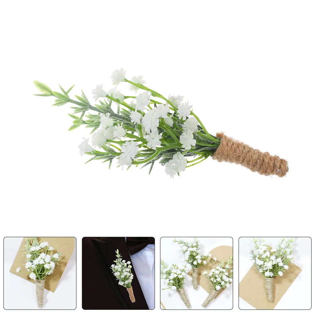 10Pcs Rustic Boho Artificial Boutonniere for Men with Pin Elegant Groomsmen Wedding Corsage Small Party Decoration Versatile