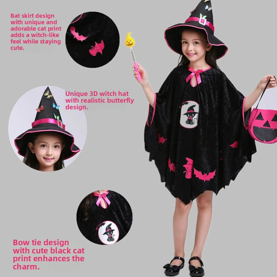 Disfraz de Bruja para Niños de loween, Túnica de Hada, Falda Mágica, Traje de Niña, Vestido para aciones Escénicas