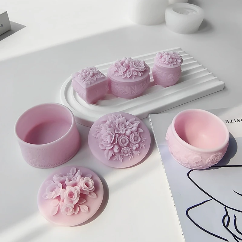 Temperature Resistant Silicone Mold Flower Jar Mold Easy to Use Storage Box Epoxy Mould Jewelry Mould