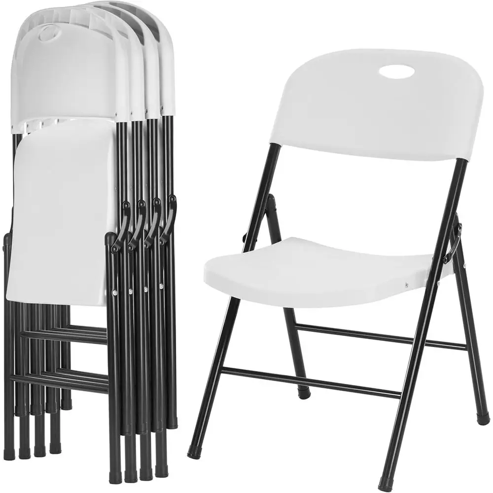 4-Pack Heavy Duty Plastic Folding Chair, 300 lbs Capacity, Stackable Portable Seating for Indoor Outdoor, Party, Wedding, Patio,