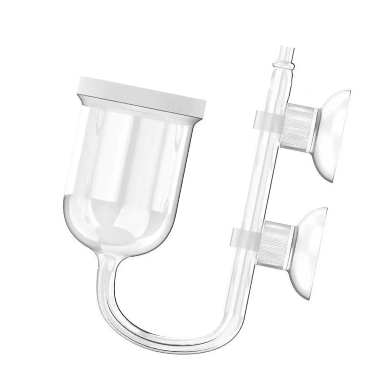 Glass CO2 Diffuser Integrated Bubble Counter with Suction Cups Dia 1.4inch