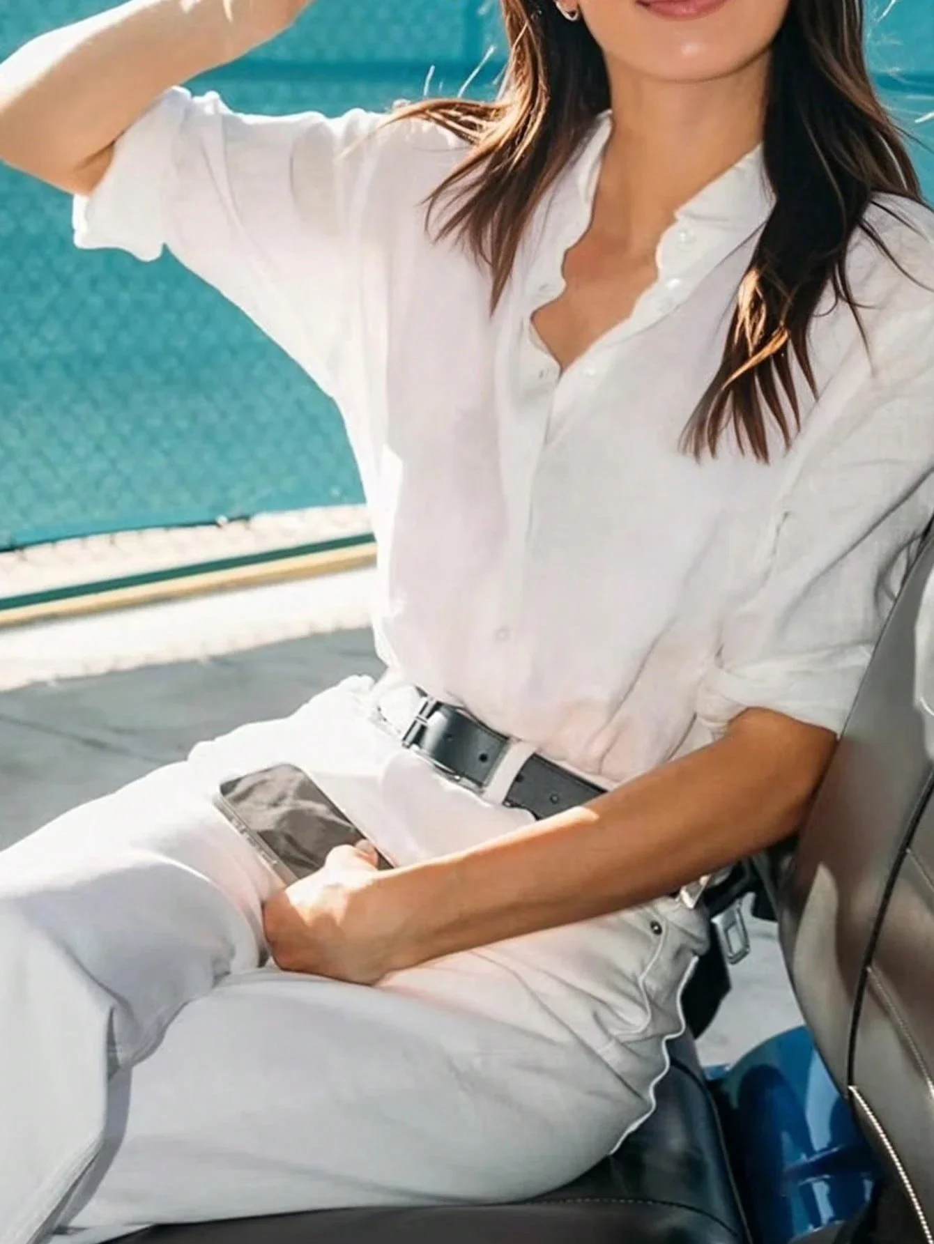 

Women's Linen Shirt Long Sleeve Button-Up Casual Solid Color Summer Autumn