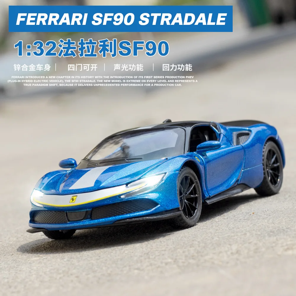 1:32 Ferrari SF90 sports car High Simulation Diecast Car Metal Alloy Model Car Children\'s toys collection gifts E105