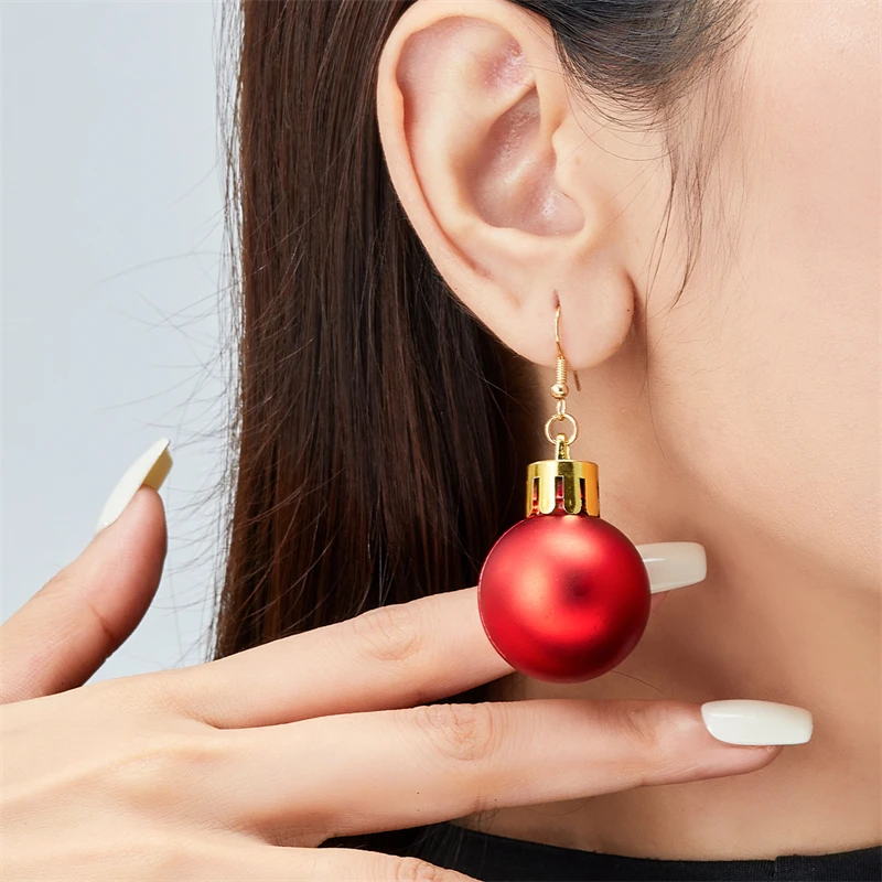 Frohe Weihnachten Bunte Glühbirnen-Kugel-Ohrringe für Frauen Luxuriöse Kreative Ohrringe Neujahrsparty-Schmuck – Detail 12