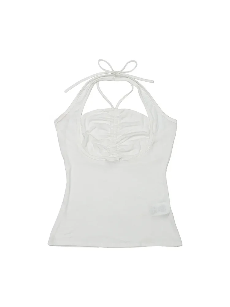 Unico SEI Zha ngng Hang System Summer Ruffle Ne Strap Top Slim Cake Gonna Pantaloni Coreano Sle Gilet da donna Strap Dr
