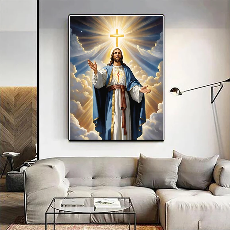Fairy Dust AB Jesus 5D DIY Diamond Painting Mosaic Religious Embroidery Rhinestones Home Decor Gift