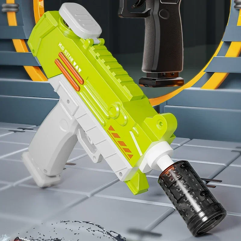 Large Capacity Electric Water Gun Toy Auto Shoot Water Storage Tactical Soaker with Cool Light Pool Beach Toy Gift for Children
