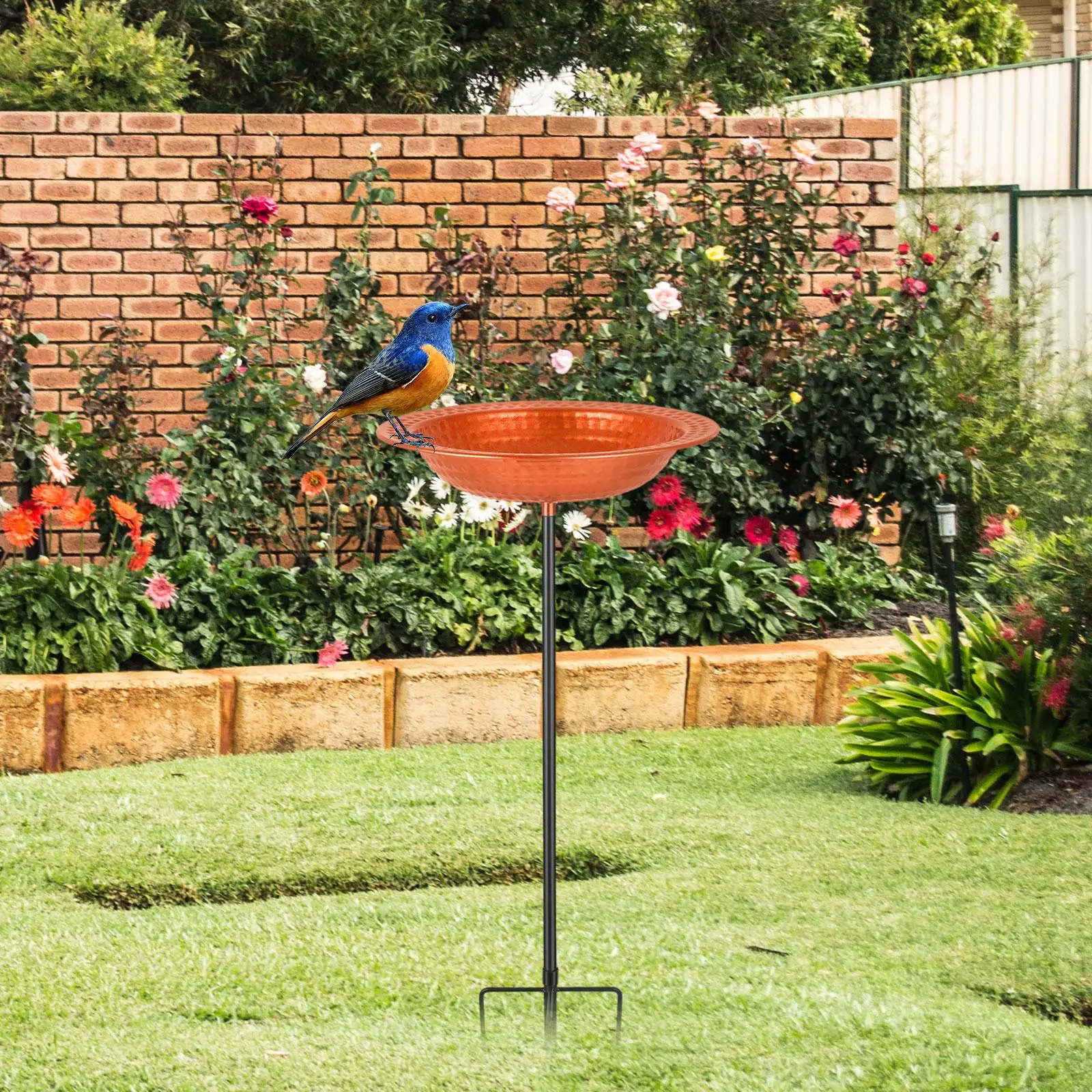 

Bird Bath Bowl with Metal Stake Iron Heavy Duty Birdbath for Patio Backyard