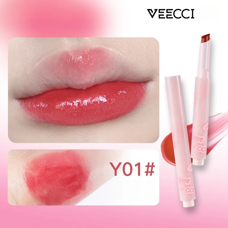 VEECCI Solid Lip Gloss Jelly Lipstick Crystal Moisturizing Lip Balm Mirror Lip Glaze Fade Lip Lines Easy To Wear Long Lasting