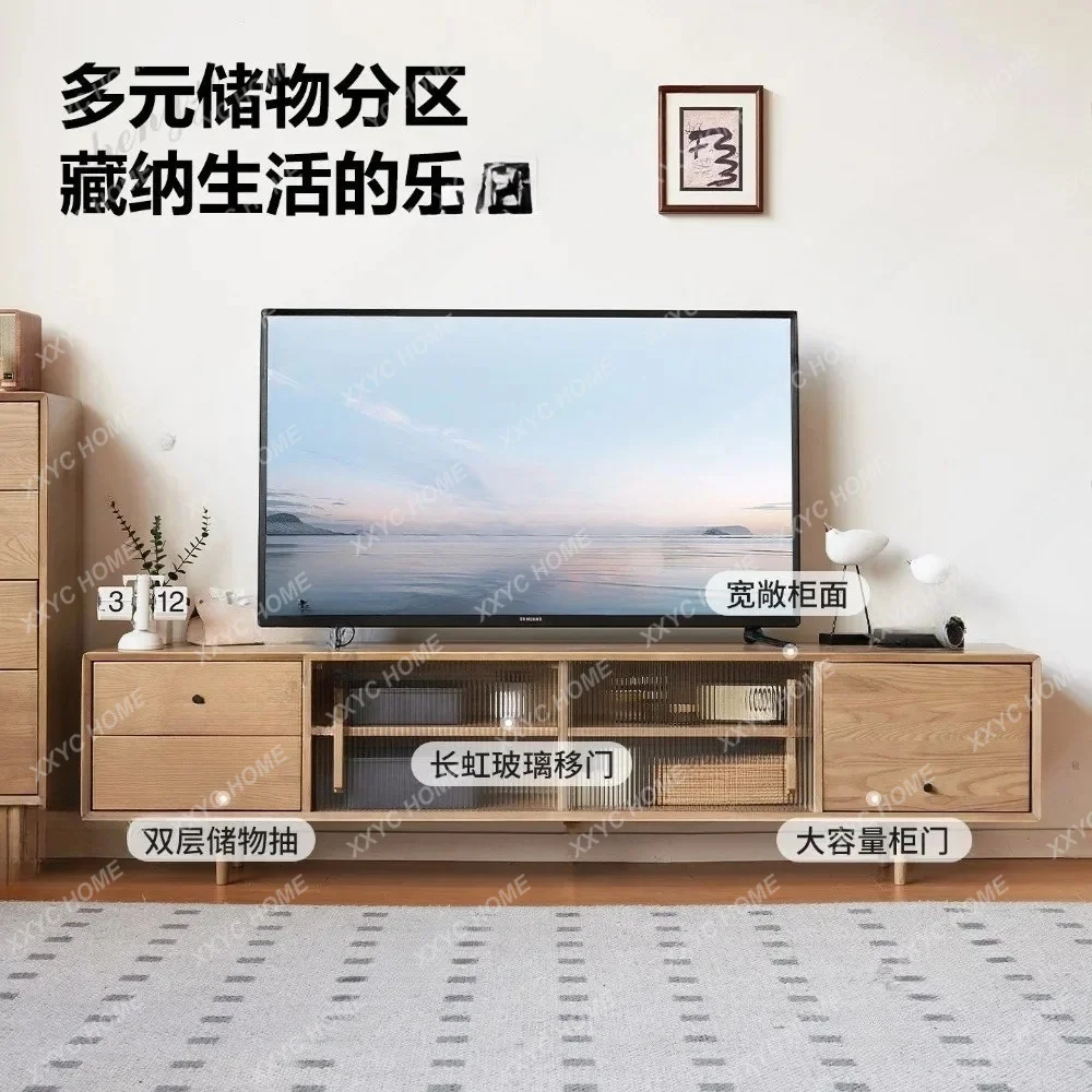 AA ash wood solid wood TV cabinet, cream-style living room storage cabinet, thickened solid wood