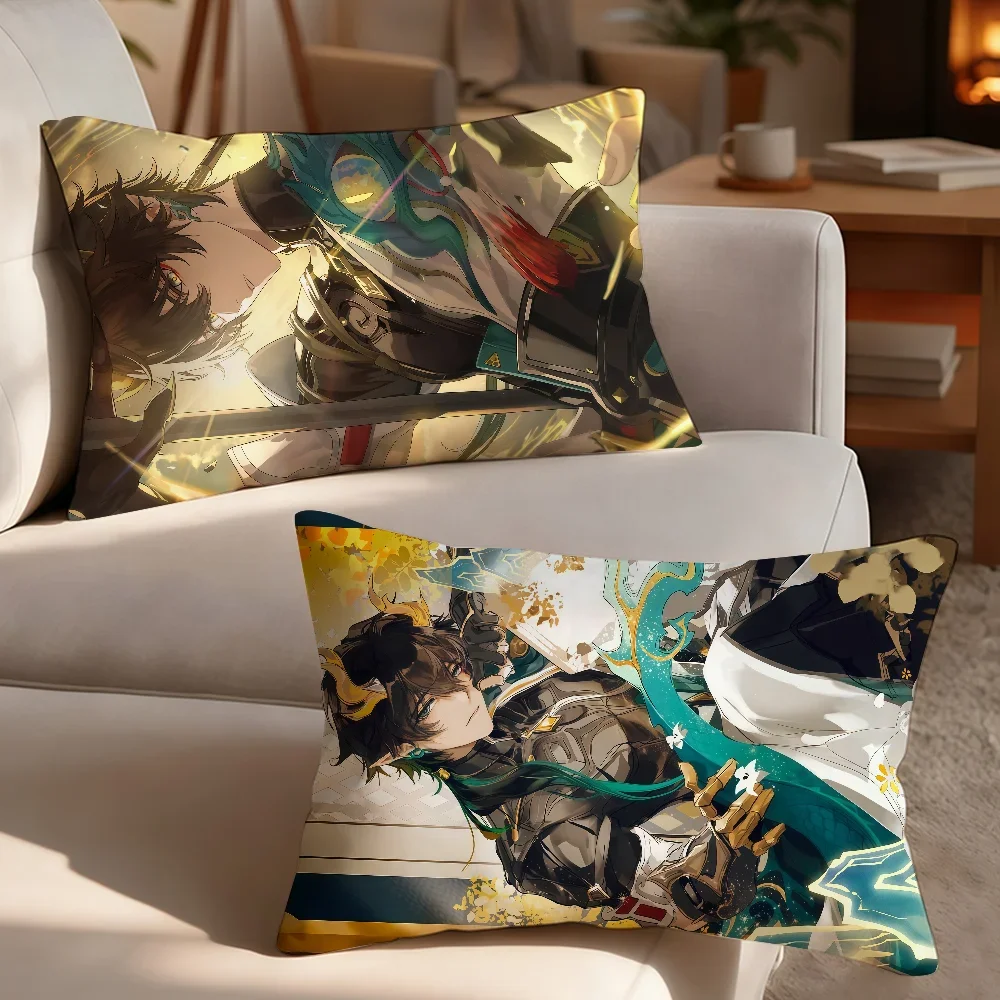 Honkai Star Rail Dan Heng Game cushion cover Breathable Washable Decor Shell Concealed Zipper Sofa Office Lumbar Decoration