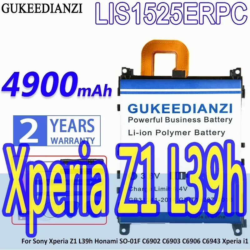 GUKEEDIANZI Battery LIS1525ERPC AGPB011-A001 4900mAh For Sony Xperia Z1 L39h Honami SO-01F C6902 C6903 C6906 C6943