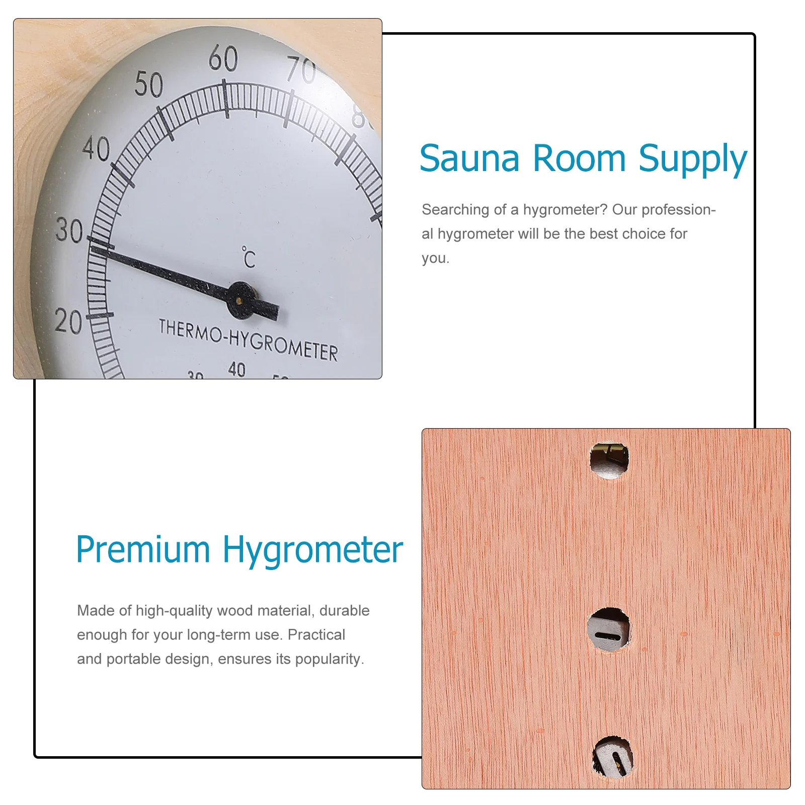 

1Pcs Hygrometer Wooden Multi-Functional Sauna Room Thermometer Humidity Gauge Temperature Meter Premium Sauna Room Accessory