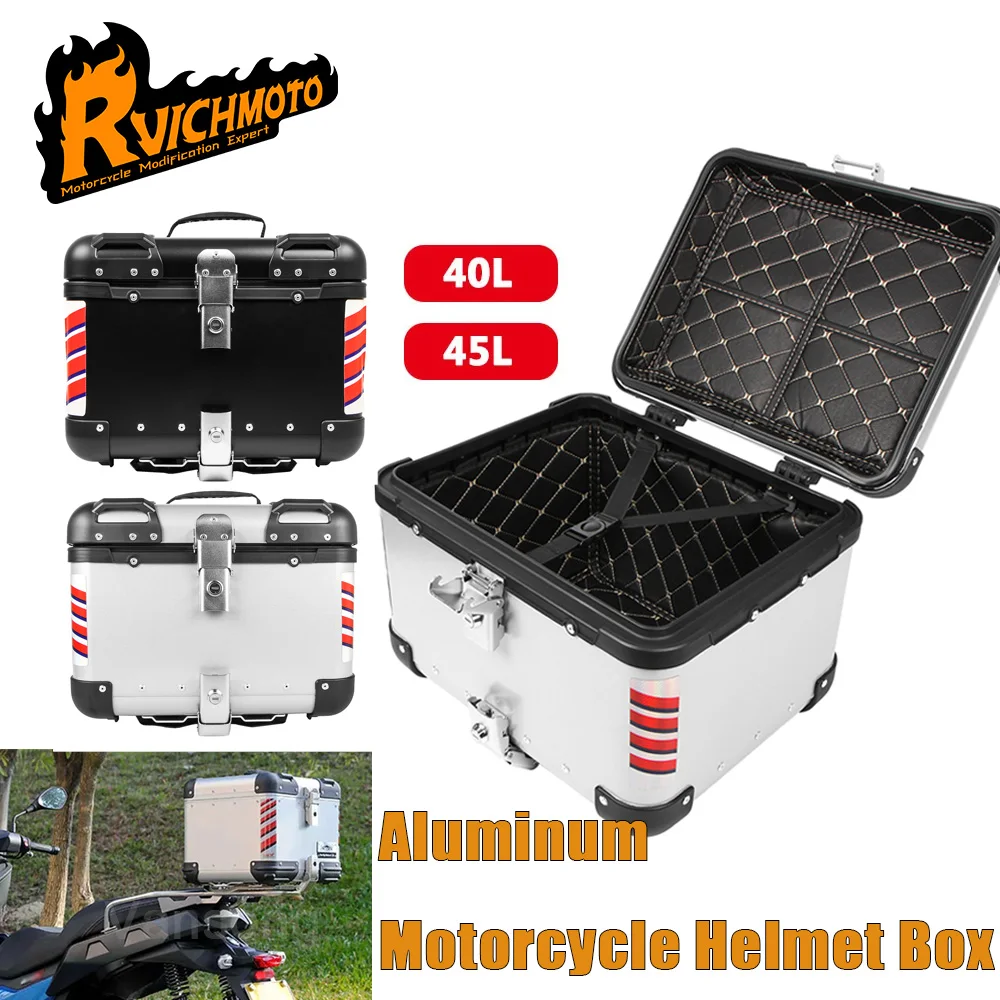 40L 45L CNC Aluminum Motorcycle Helmet Box For BMW R1200GS R1250GS GS1200 F850GS For Honda For Forza 750 Rear Tool Cases Trunk