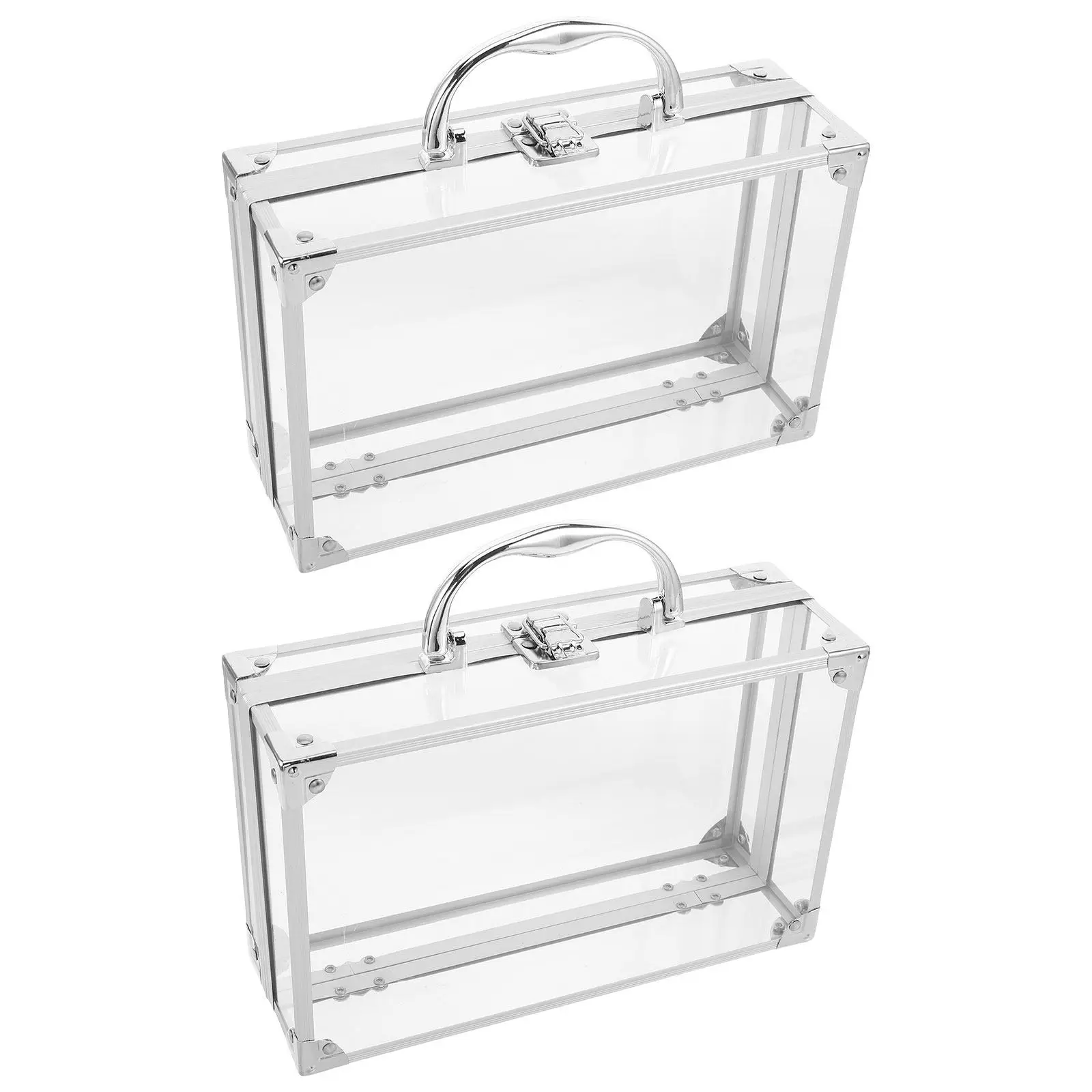 2Pcs Transparent Book Storage Container Lid Portable Organizer Carry Box Handle Clear Protective Bible Storage Case Classroom