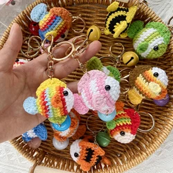 Wool Hook Knitted Rainbow Fish Creative Handmade Crocheted Keychain Pendant Cute Key Ring Creative Fish Hanging Decoration