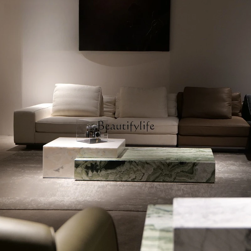 

5Italian light luxury natural marble coffee table living room home
