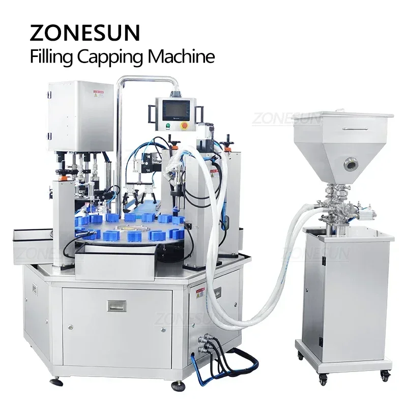 ZONESUN ZS-SRFC Machine automatique de remplissage et de capsulage de crème Machine d'emballage de récipients de lotion entreprise de Production de bouchons à vis